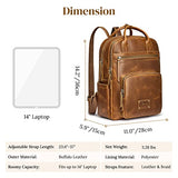 S-ZONE Vintage Genuine Leather Backpack Purse for Women Men Rucksack Travel Daypack with Luggage Sleeve