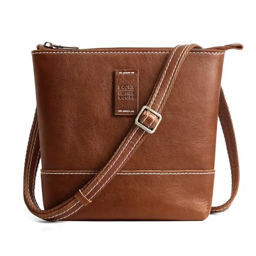 S-ZONE Leather Crossbody Bags for Women Small Over the Shoulder Purses and Handbags Trendy