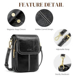 S-ZONE Vegan Leather Small Crossbody Bags for Women Trendy Cell Phone Purses Womens Wallet with Adjustable Strap Card Slots