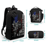 Giwawa Motocross Vehicle Teens School Backpack Set American Flag Canvas Girls Boys School Bags Travel Bookbags 3 in 1