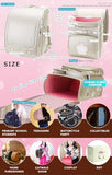 IwaiLoft Ransel Randoseru Backpack Automatic Satchel Japanese School Bag Cherry Blossom Sakura Embroidery PU Bookbag (Aiboly)