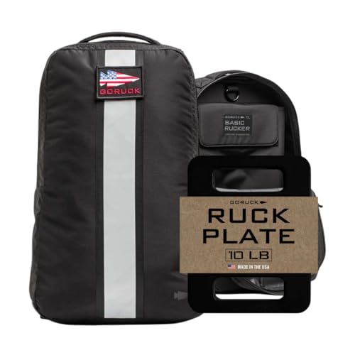 GORUCK Basic Rucker 17L Tactical Backpack (Black) Bundle with 10LB Ruck Plate – Durable Rucksack & MOLLE Daypack – Military Grade Training Gear for Hiking & Fitness