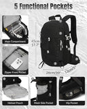 Outplea Small Cycling Backpack with Helmet Holder for Men Women, 15L Waterptoof Lightweight Hiking Backpack with Chest Strap & Waist Pocket for MTB Biking, Black