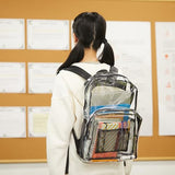 Amazon Basics Transparent Clear School Backpack, Water-Resistant PVC Plastic, Reinforced Shoulder Straps, 17 x 7 x 13 in