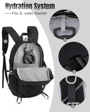 Outplea Small Cycling Backpack with Helmet Holder for Men Women, 15L Waterptoof Lightweight Hiking Backpack with Chest Strap & Waist Pocket for MTB Biking, Black
