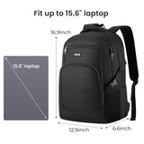 YAMTION Black Backpack for Men and Women, Laptop Backpack, School Backpack for Boys and Girls, Lightweight Bookbag, Work Backpack Fits 15.6 Inch Notebook