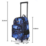 Rolling Backpack 18 inch Double Handle Wheeled Laptop Boys Girls Travel School Children Luggage Toddler Trip (Galaxy Blue)