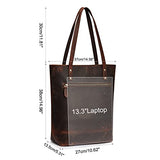 S-ZONE Women Vintage Genuine Leather Tote Bag Large Shoulder Purse Work Handbag