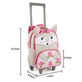 Tilami Toddler Rolling Backpack 16 inch Kids Wheeled Backpack Boys Girls Travel School Children Luggage Toddler Trip, Fox