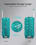 Kono 20 Inch Expandable Carry on Luggage, Airline Approved Suitcase, Blue