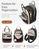 VANKANY Laptop Backpack for Women, Bookbag for Teacher Work College Back Pack with Charging Hole High School Backpack for Teen Girls Water Resistant, BeigeBlack Brown