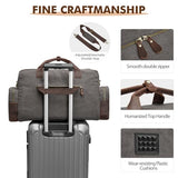 S-ZONE Unisex 56L Duffle Bag Canvas Travel Bag Carry on Leather Trim Overnight Weekender Bag Sports Bag for Travel Weekend Holiday, Grey