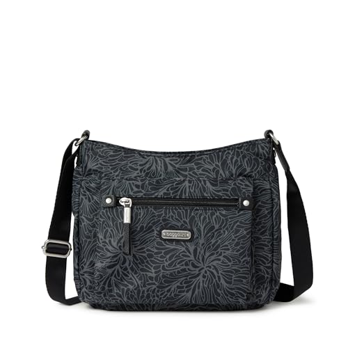Baggallini Uptown Bagg - 9.5" x8.25“ RFID Crossbody Purse, Lightweight Water-Repellent Nylon Travel Bag for Women