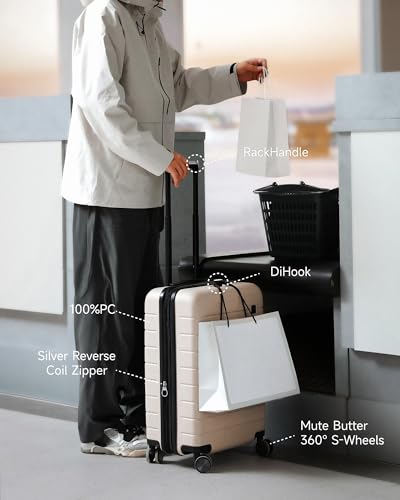 LUGGEX Airline Approved Carry On Luggage, Expandable Hard Shell, Blue, 20"