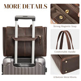 S-ZONE Genuine Leather Tote Bag for Women Work Large Shoulder Handbag with Zipper Compartment for Travel Professional (dark brown)