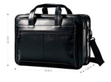 Samsonite Leather Expandable Briefcase, Black, One Size