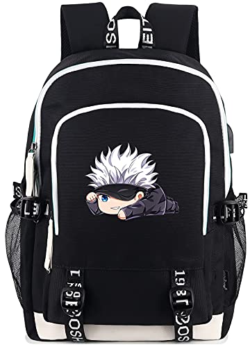 Roffatide Anime Gojo Satoru Laptop Backpack with USB Charging Port & Headphone Port