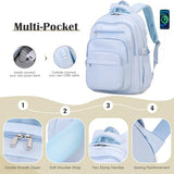 DIGOBAY Backpack for School Girls Boys, College Backpack with Lunch Bag Pencil Case for Teens Kids Elementary Middle High School, Casual Multi-Pocket Travel Daypack with USB Port for Women Men Blue