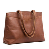 S-ZONE Leather Tote Bag for Women with Zipper Work Tote with Laptop Compartment Shoulder Bags Handbag Travel