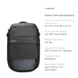 Timbuk2 Parker Commuter Laptop Backpack, Jet Black