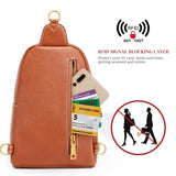 S-ZONE Leather Crossbody Bags for Women Sling Bag RFID Anti Theft Shoulder Purse Fanny Pack