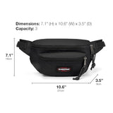 EASTPAK Doggy Bag – 3L Waistpack with Front & Back Zip Pockets, Adjustable Belt, Lightweight & Vegan-Friendly, Black Denim