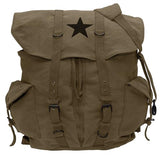 Canvas Backpack - Vintage Rucksack with Star Detail By Rothco