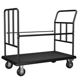 YOHKOH Luggage Cart with Wheels, Hotel Luggage Trolley with Side Elastic Rope & Protective Rails, 5” Quiet Wheels with Brakes, Heavy-Duty Bellman Cart 42.51" W x 25.19" D x 34.25" H Holds 850 lbs