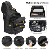 CVLIFE Tactical Sling Bag Backpack for Men Military Shoulder Sling Bag Molle Detachable Tactical Bag with Bottle Holder Hidden Pocket Daily Day Pack Work Bag for EDC Hiking, Black