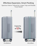 Hanke Hardside Expandable Checked Luggage, 24 Inch Top Opening Trunk Luggages with Spinner Wheels, All-PC Hard Shell Suitcase, Lightweight TSA Checked-Medium(Grey, 83L)