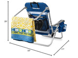 Homevative Cooler+ Folding Backpack Beach Chair with 5 Positions, Towel bar, XL Cooler Pouch, Storage Net, Cup and Phone Holder, Deep Sea