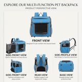 Kexudar Expandable & Foldable Pet Backpack for OBED Boundary GVR MMR 2024-2026, Portable Carrier Bag with Breathable Mesh for Bike Travel Blue