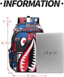 kejinsge Shark Teens Backpacks Fashion Schoolbag Casual Waterproof Travel USB Laptop Backpack (Style 1)