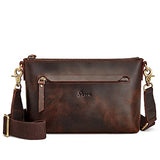 S-ZONE Leather Crossbody Bags for Women medium Designer Purses Trendy Shoulder handbags with Wide Strap