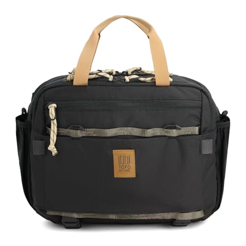 Topo Designs Mountain Cross Bag, Functional + Flexible Briefcase, Removable Shoulder Strap, Fair Trade (Neutral/Black)