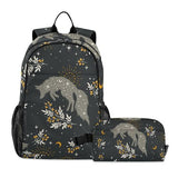 Jucciaco Magical Fox Stars Moons Boho Backpack with Lunch Bag, School Backpack for Teens Boys Girls Kids Travel Backpacks Set
