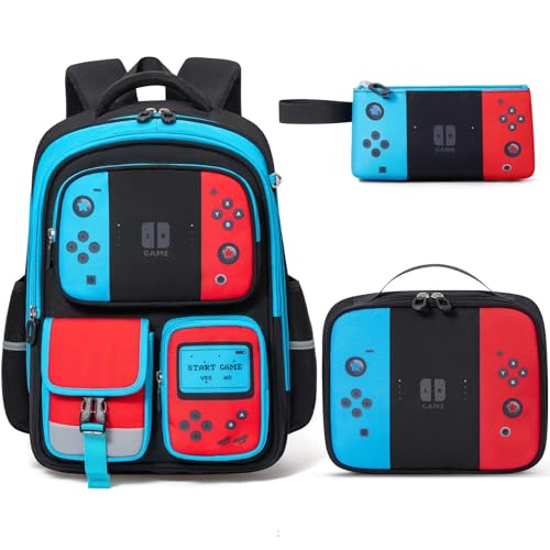 Fimibuke Kids Backpack for School Boys, 3 PCS Gamer Teen Boys Backpack with Lunch Box & Pencil Case, Gaming Bookbag for Kid Children | Backpacks4Less