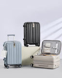 Hanke 20 Inch Expandable Carry On Luggage Airline Approved Top Opening Hard Shell Suitcases with Wheels Lightweight Travel Luggage Carry On Suitcase for Woman Men-Ivory White