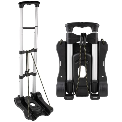 2 Wheels Foldable Luggage Cart with Retractable Handle and Elastic Rope