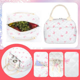 Shyyween 3 Pcs Backpack Back to School Bags Set Cotton Quilted Lunch Box Pencil Bag Daypack Bookbags for Girl Women Travel(Bow,Pink)
