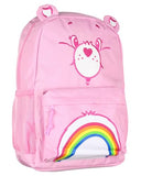 Mad Engine Care Bears Backpack Cheer Bear Embroidered Face Rainbow Belly Badge Design with 3D Ears Laptop School Travel Backpack