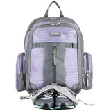 Eastsport Extra Large Backpack Expandable Oversized For Travel Hiking Work Camping Sports Outdoors With Drawstring Bag 18x13.5x9.5 Mochila De Viaje Lilac Stripes