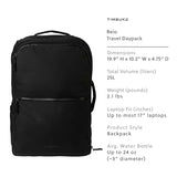 Timbuk2 Relo 25L Personal Item Backpack — Flight Approved Carry On, Clamshell, Laptop Sleeve, Waterproof Zippers, Underseat Bag, Fits 15" Laptop, Women & Men, Black