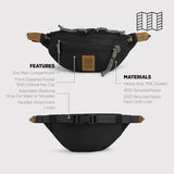 Topo Designs Mountain Waist Pack – Durable Lightweight Hip Pack, Shoulder Sling Bag for Daily Essentials, Adjustable Fit, 2 Storage Pockets, 410D Nylon Ripstop, 2L capacity (Black/Natural)