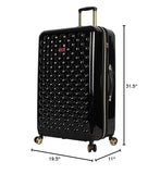 Betsey Johnson 30 Inch Checked Luggage Collection - Expandable Scratch Resistant (ABS + PC) Hardside Suitcase - Designer Lightweight Bag with 8-Rolling Spinner Wheels (Heart to Heart Black, 30in)