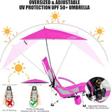 FAIR WIND Portable Beach Chair with Umbrella for Adults, Backpack Folding Arm Chair for Coastal Vacations, Picnics, and Concerts - Supports 300 LBS, Pink