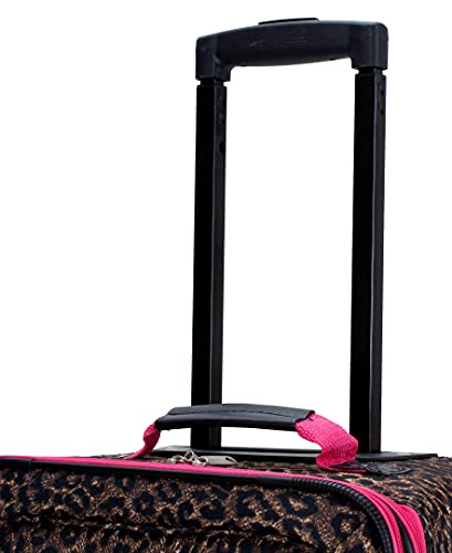 Rockland Jungle Softside Upright Luggage Set, Pink Leopard, 4-Piece Set (14/29/24/28)