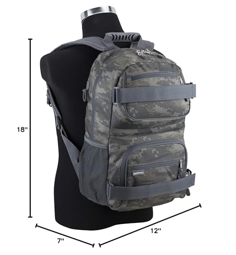 Eastsport Travel Skateboard Backpack Double Strap Laptop Bag Multi-Sport Design for Men and Women, Static Camo