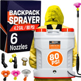 4.2 Gallon Battery - Powered Backpack Sprayer - 6 Nozzles, 80 PSI Max Pressure, Extended Battery Life, Wide Mouth Design, High - Pressure Hose, Adjustable Pressure Control