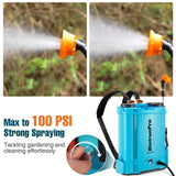 4.2 Gallon Battery Powered Backpack Sprayer with Auto Mixing, 4H Continuous Spraying, 100 PSI Backpack Battery Powered Sprayer with 5 Nozzles, Electric Operated Sprayer for Weeding, Lawn & Garden